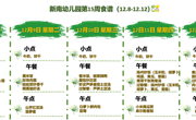 新南幼儿园第15周食谱(2025～2026学年第一学期)